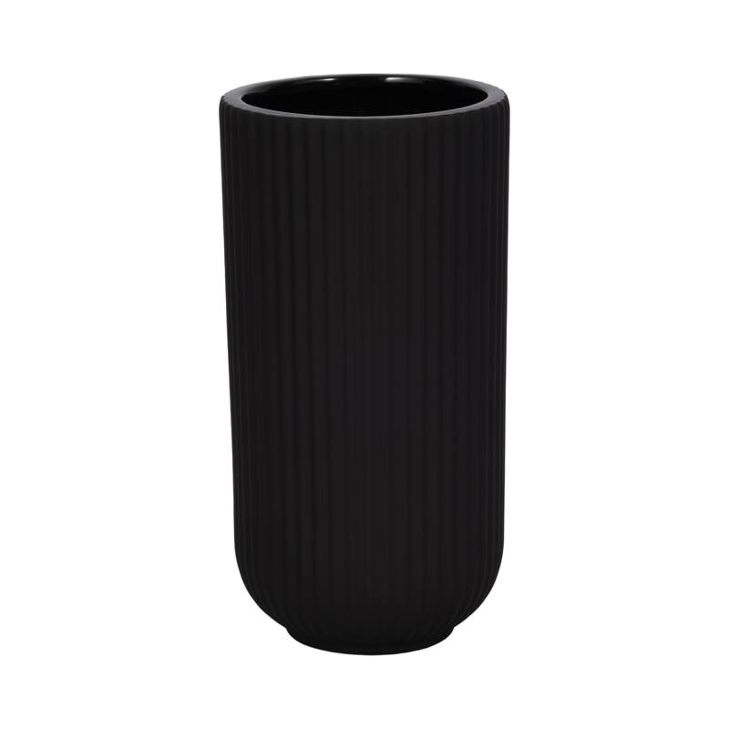 Sagebrook Home Ceramic Ridged Vase Classic Decorative Vase for Home or Office Flower Display