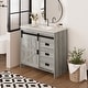 preview thumbnail 31 of 29, EROMMY Farmhouse Bathroom Vanity with Ceramic Top and Sliding Barn Door Sink Cabinet, Rustic Single Sink Vanity