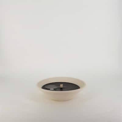 1-Wick Black Candle in White Terracotta Pot 9"Dia x 2.75"H - Black