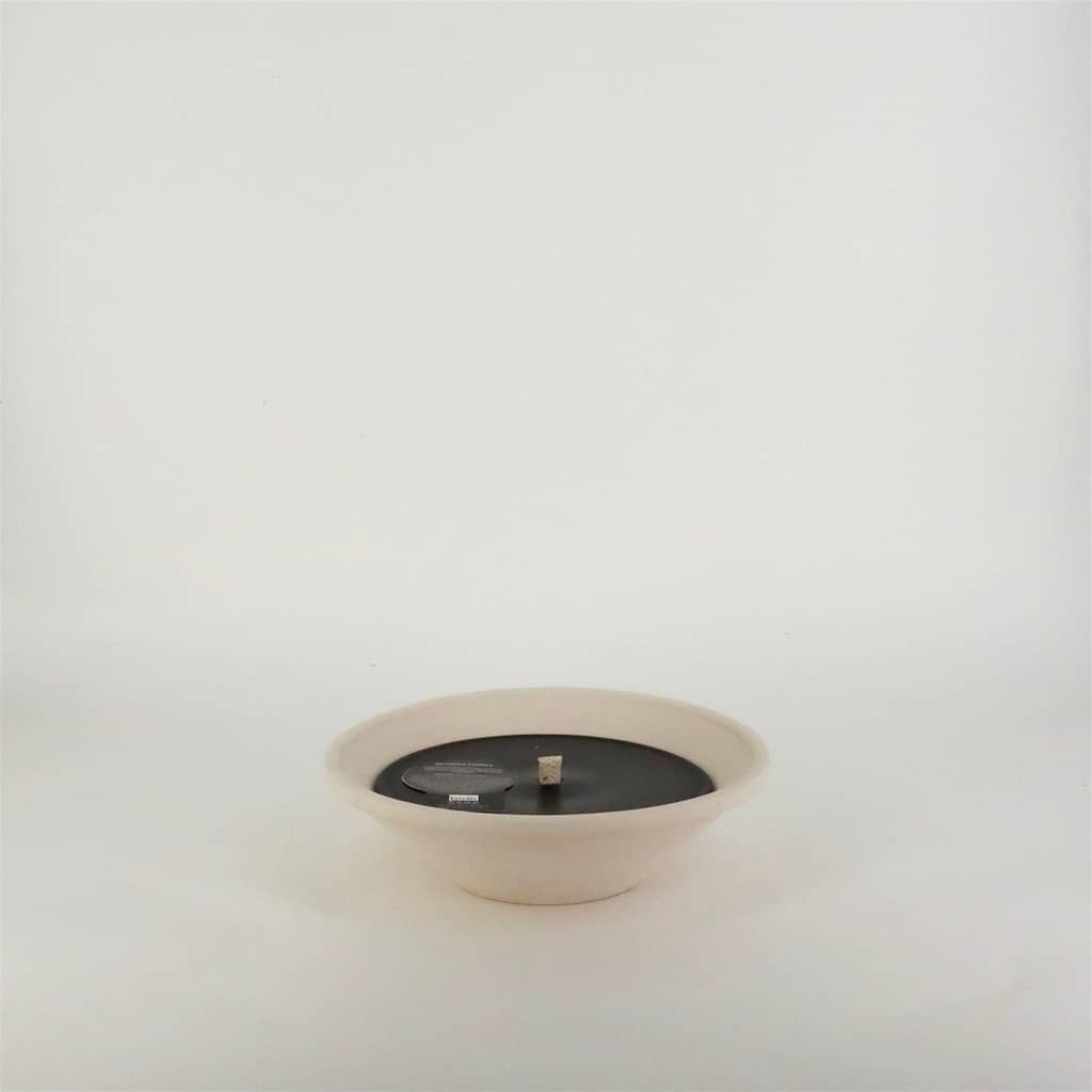 1-Wick Black Candle in White Terracotta Pot 9"Dia x 2.75"H - Black