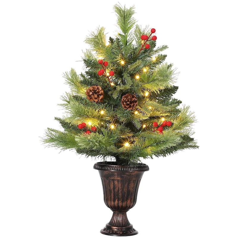Tabletop Xmas Tree Pre-Lit Artificial Mini Christmas Tree for Desk, Office, Mantle - 2 Foot