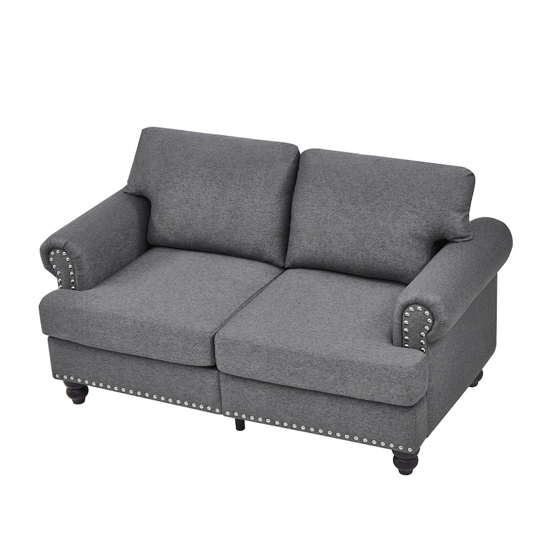 Roomfitters 59.5" Modern Classic Loveseat, Upholstered Fabric Couch with Tufted Design for Living Room