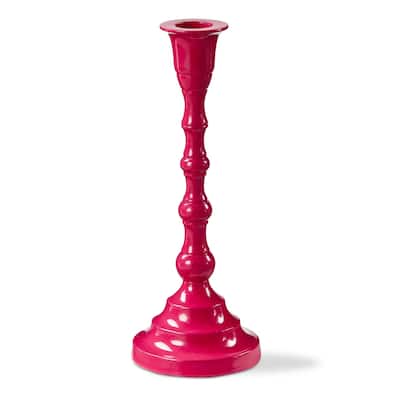 Zahra Hot Pink Taper Candle Holder - Aluminum, 8.25" H, Everyday Use, Wipe Clean, Stylish Home Decor