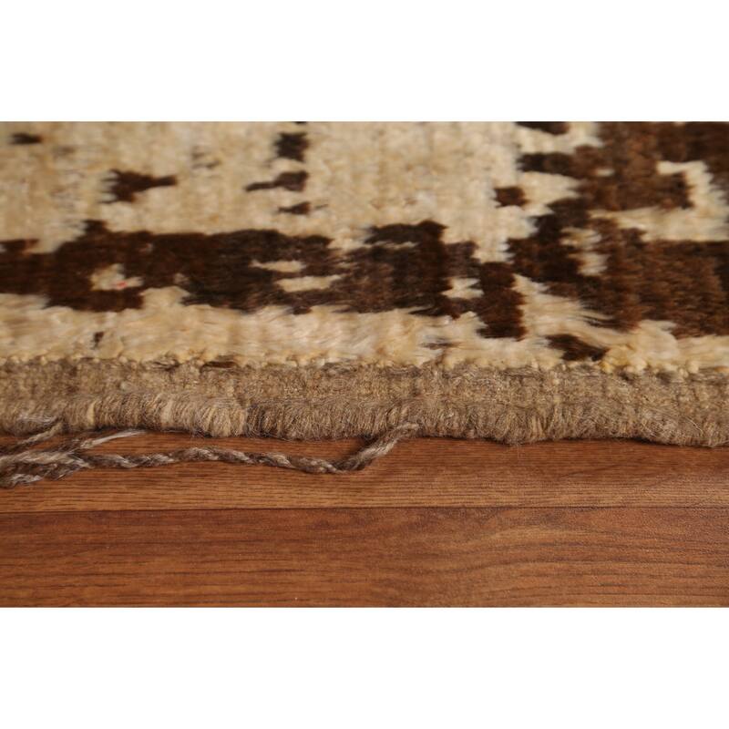 Hand Knotted Oriental 100% Wool Carpet Modern Tribal Beige & Ivories Moroccan Area Rug - 7' 10'' X 5' 9''