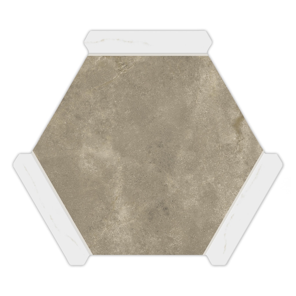 Merola Tile Marcotto Panal Terra with Calacatta Gold Picket 8-5/8" x 9-7/8" Porcelain Floor and Wall Tile