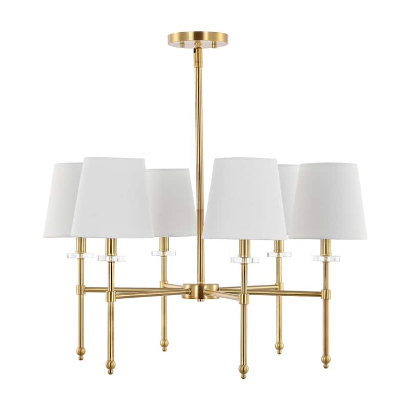 Honeycomb 27" 6-Light Mid-Century Modern Iron LED Chandelier, Brass Gold by JONATHAN Y