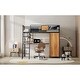 preview thumbnail 20 of 32, Twin Size Modern Loft Bed with Ladder and L-Shape Desk, Multifunctional Kids Teens Storage Bed Frame with Shelf and Wardrobe