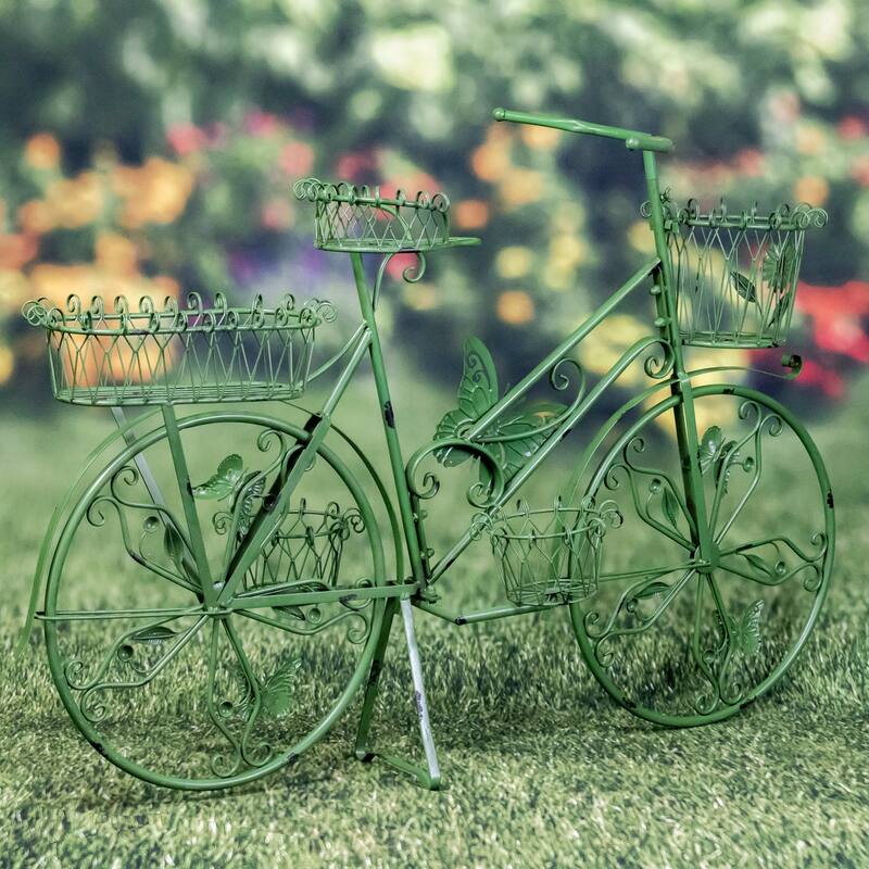 Large Iron Butterfly Bicycle Plant Stand - 56"x17"x37.5"