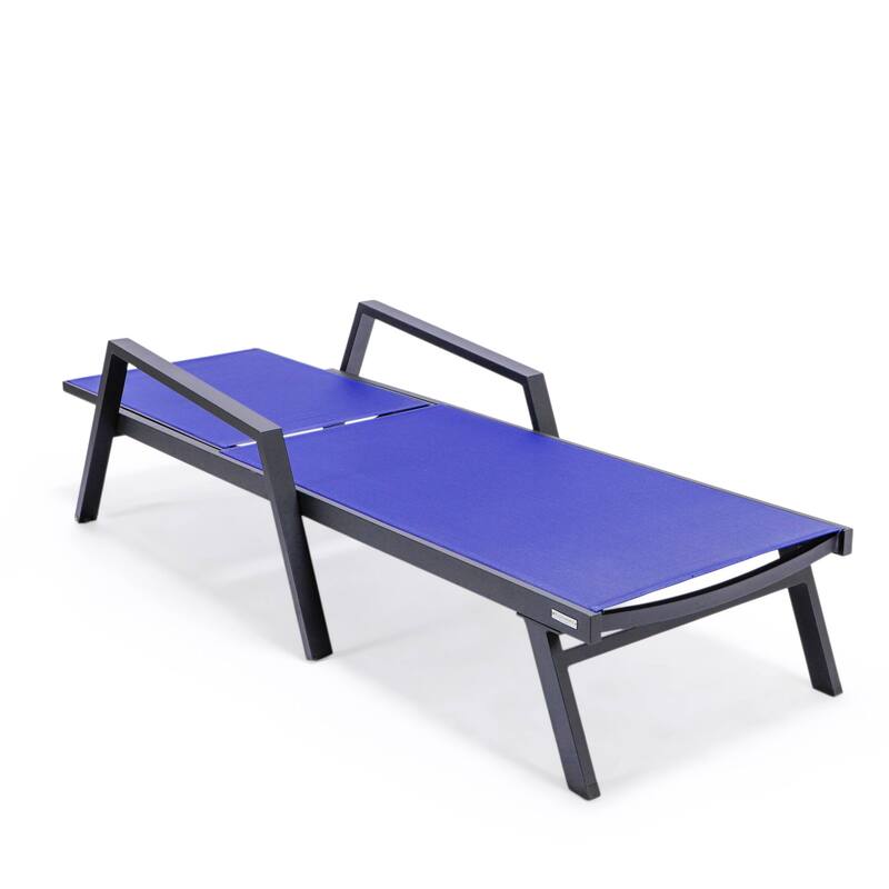 Aluminum Beach Pool Sun Lounge Chair Sling Mesh Fabric With Arms, Stackable Chaise Lounger (Set of 2) for Outdoor Backyard