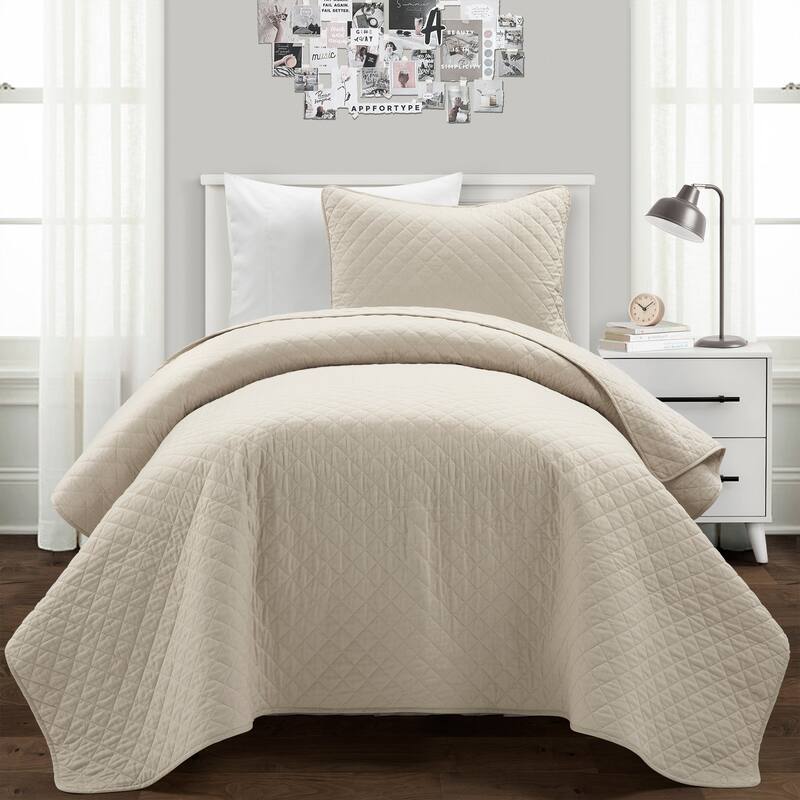 Copper Grove Balm Diamond Oversized Cotton 3-piece Quilt Set - Neutral - Twin XL - 2 Piece