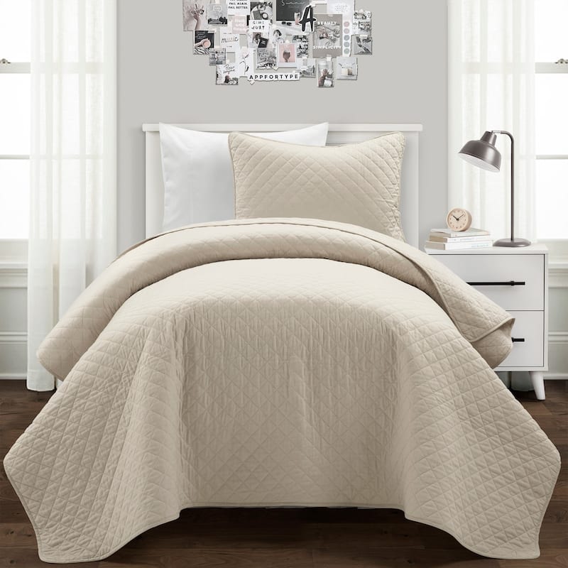 Copper Grove Balm Diamond Oversized Cotton 3-piece Quilt Set - Neutral - Twin XL