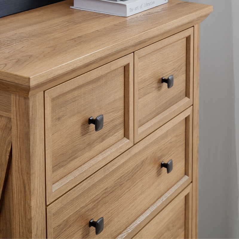 Oak 6-Drawer Dresser, Tall Chest of Drawers for Living Room Org