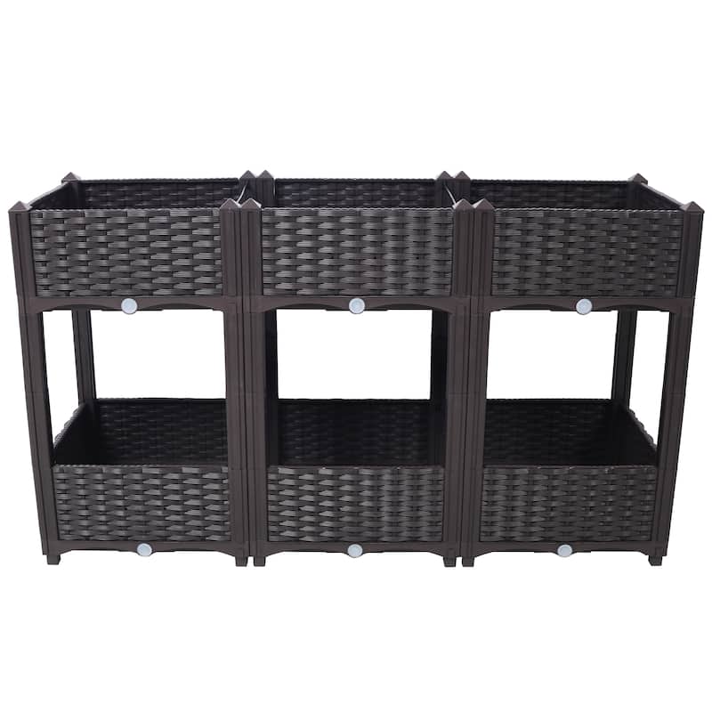 Modern Minimalist Garden Bed with Drainage Plug Raised Bottom Drainage Holes, for Vegetable Flower Herb Outdoor - 8' x 10'