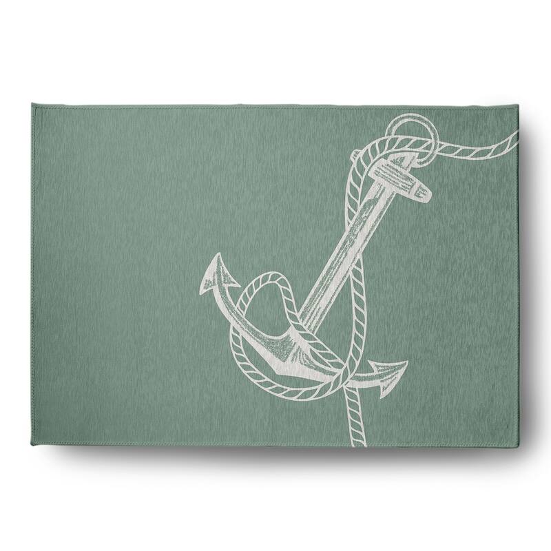 Anchored Nautical Chenille Rug - Sage - 5' x 7'