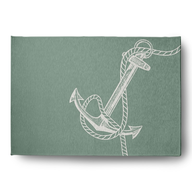 Anchored Nautical Indoor/Outdoor Rug - Sage - 5' x 7'