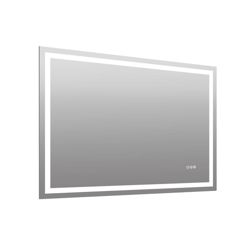 Topcraft Frameless Eco-Friendly Silver Mirror with Dual LED Strip Lighting - 48*32
