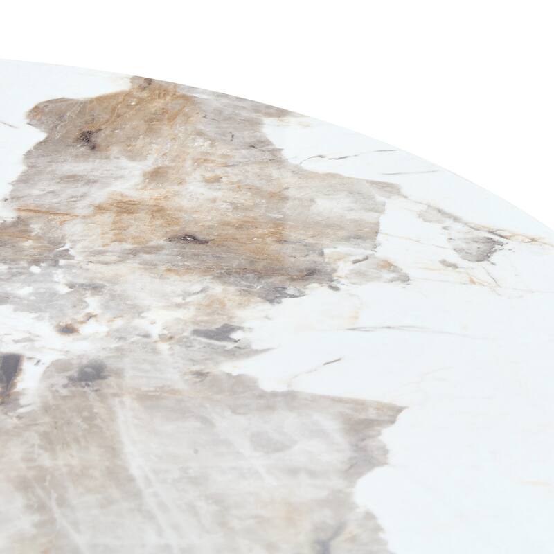 Modern Marble Texture Dining Table with 3 Adjustable Leveling Feet, Heat-Resistant Scratch-Resistan Surface