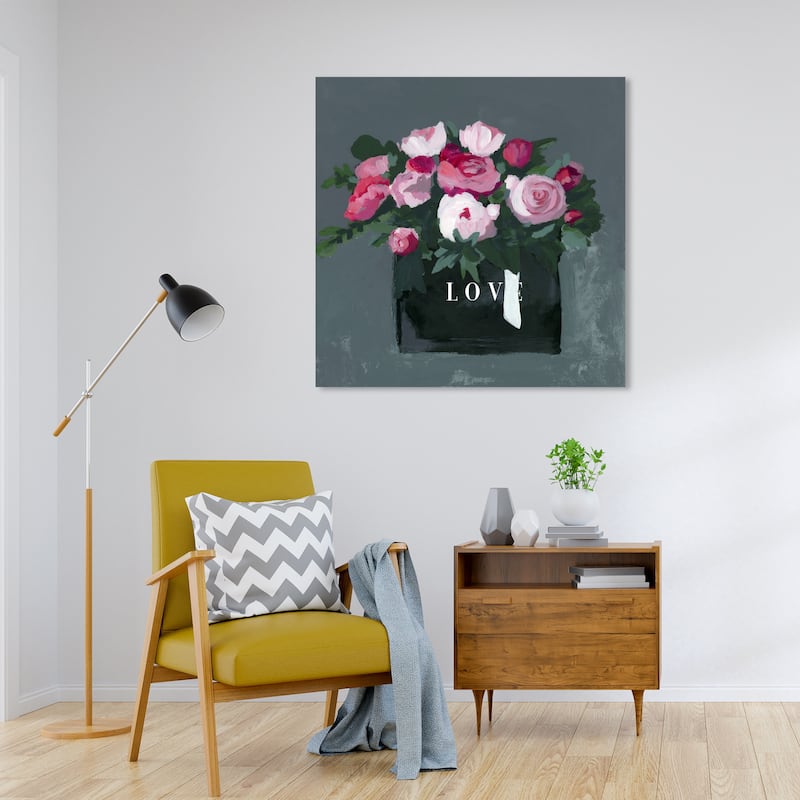 Wynwood Studio Canvas Fashion and Glam Love Pink Bouquet Pink and Pastel Pink Glam Wall Art Canvas Print - 30 x 30