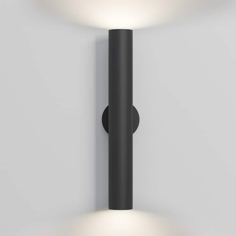 LamQee Modern Black Iron Cylinder Outdoor Wall Lights LED Wall Sconces