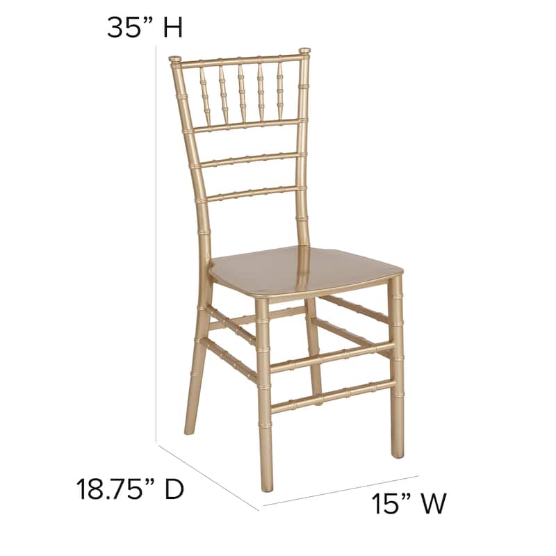 2 Pack Gold Resin Stacking Chiavari Chair - 15"W x 18.75"D x 35"H - 15"W x 18.75"D x 35"H
