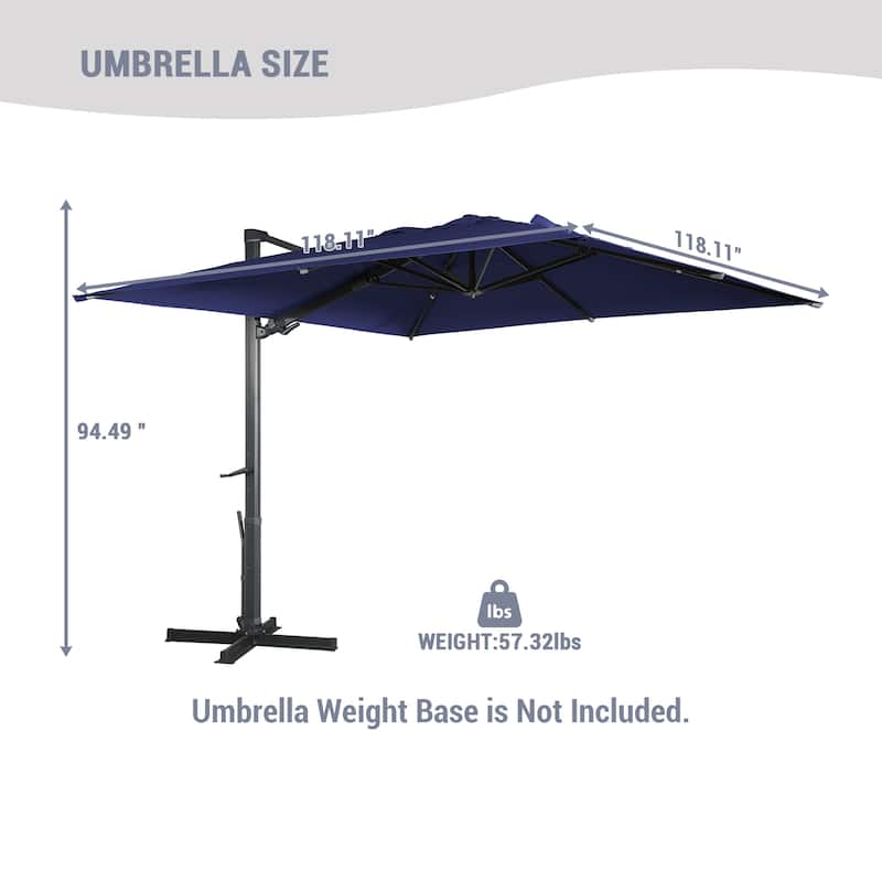 10Ft Cantilever Umbrella Rectangular Crank Market Umbrella