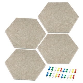 4pcs Self Adhesive Wall Bulletin Hexagon Felt Board Tiles Push Pin Dark 