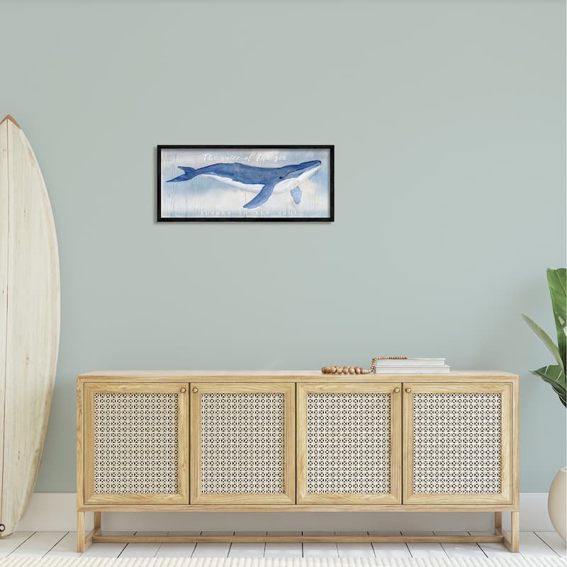 Stupell Voice Of The Sea Inspirational Ocean Lover Whale Quote Framed Wall Art, Design by Katie Swatland