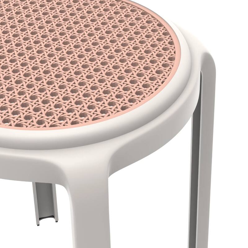 Tresse All-Weather Round Stackable Dining Stool with Wicker-Style Seat for Indoor, Outdoor, Patio, and Kitchen Set of 2