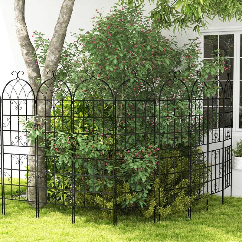 Gymax 71'' Tall Metal Garden Trellis for Climbing Plants 6 Pack Fence