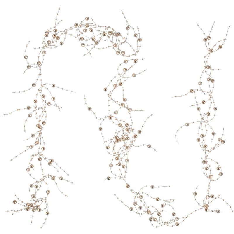 Metallic Rose Gold Beaded Christmas Garland - Unlit - 5'