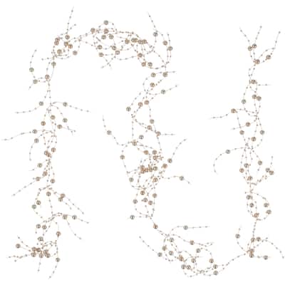 5' x 2" Metallic Rose Gold Beaded Christmas Garland- Unlit