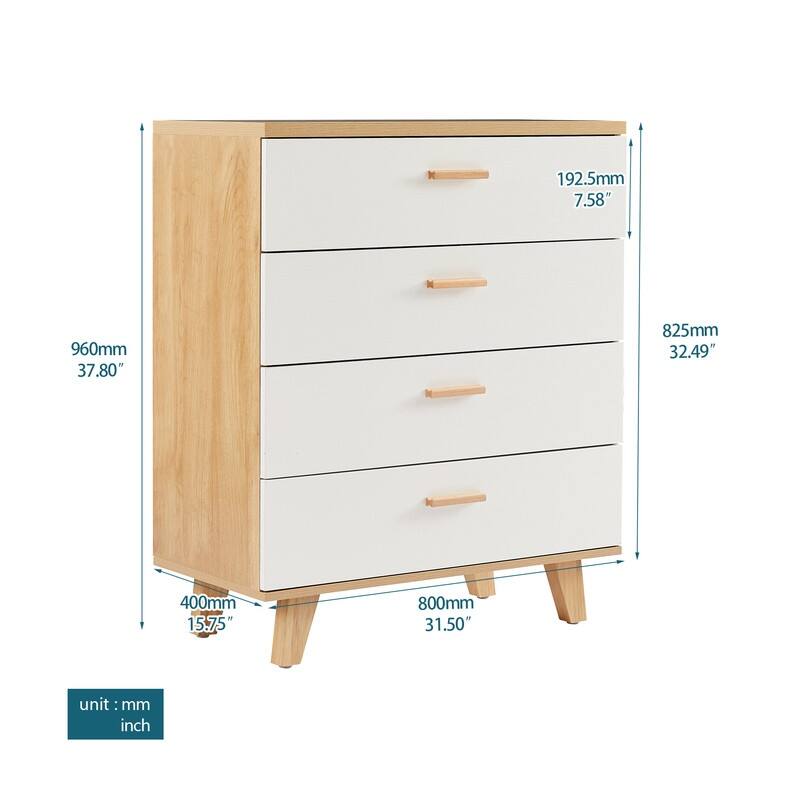Modern Wood 4 Drawer Dresser Bedroom Storage Drawer Organizer Closet