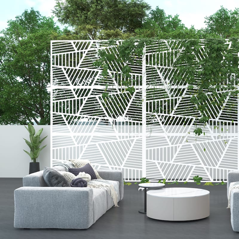 Metal Privacy Screen Wall Decoration Free Standing-6.3 ft. H X 4 ft. W