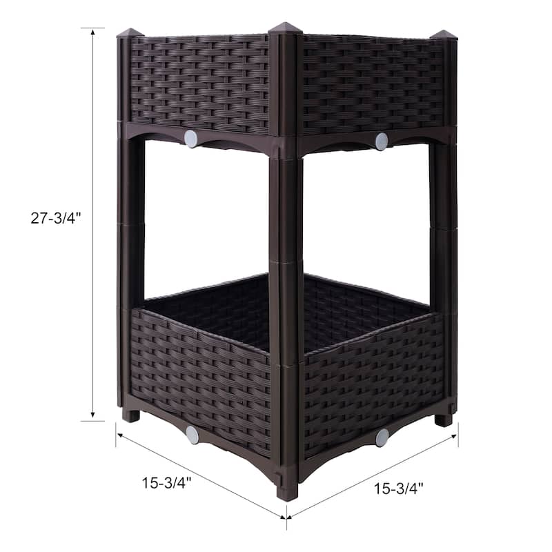 Modern Minimalist Garden Bed with Drainage Plug Raised Bottom Drainage Holes, for Vegetable Flower Herb Outdoor - 8' x 10'