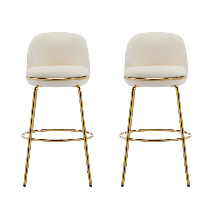 Roomfitters Rio Claro Indoor Metal Upholstered Barstools with Gold Frame, Low Back, Set of 2 - Set of 2