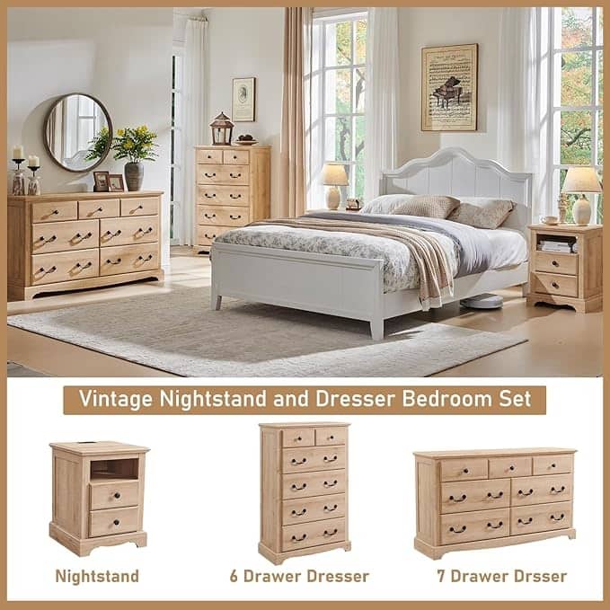 Vintage 7 Drawers Wood Dresser Chests, Rustic Dressers Chset Organizer