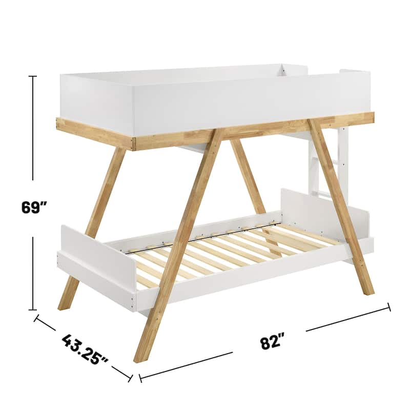 Wooden Twin Over Twin Bunk Bed