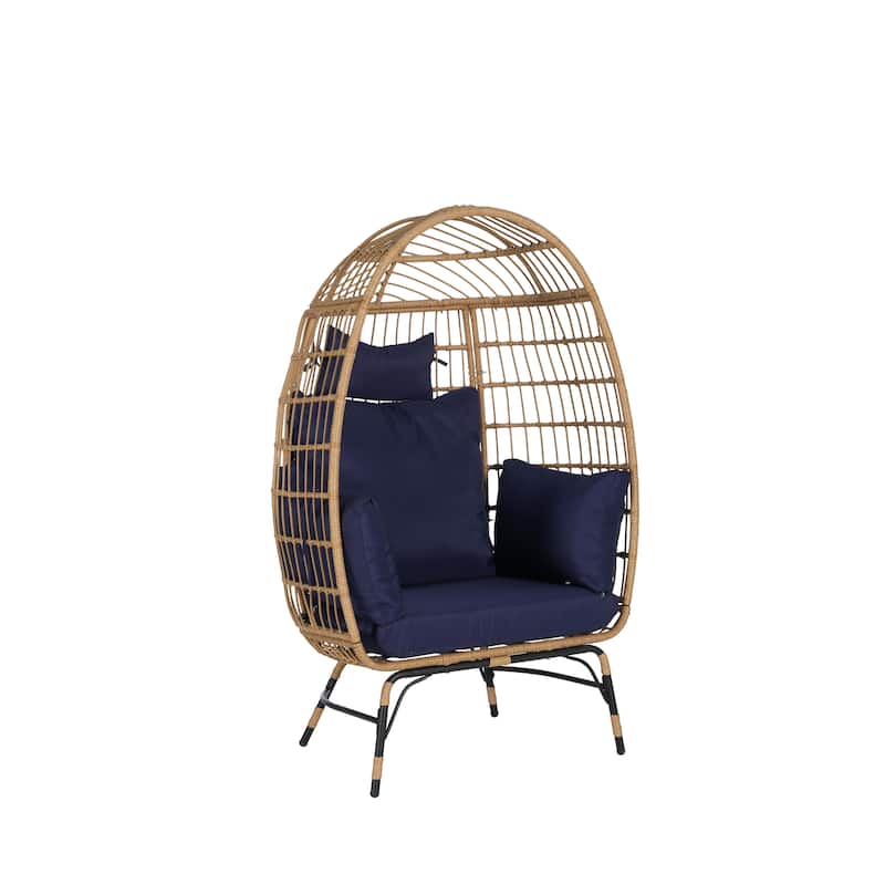 GDFStudio - Serena Oversized Egg Chair with Ottoman and Thick Cushions for Relaxing Indoor and Outdoor Lounging