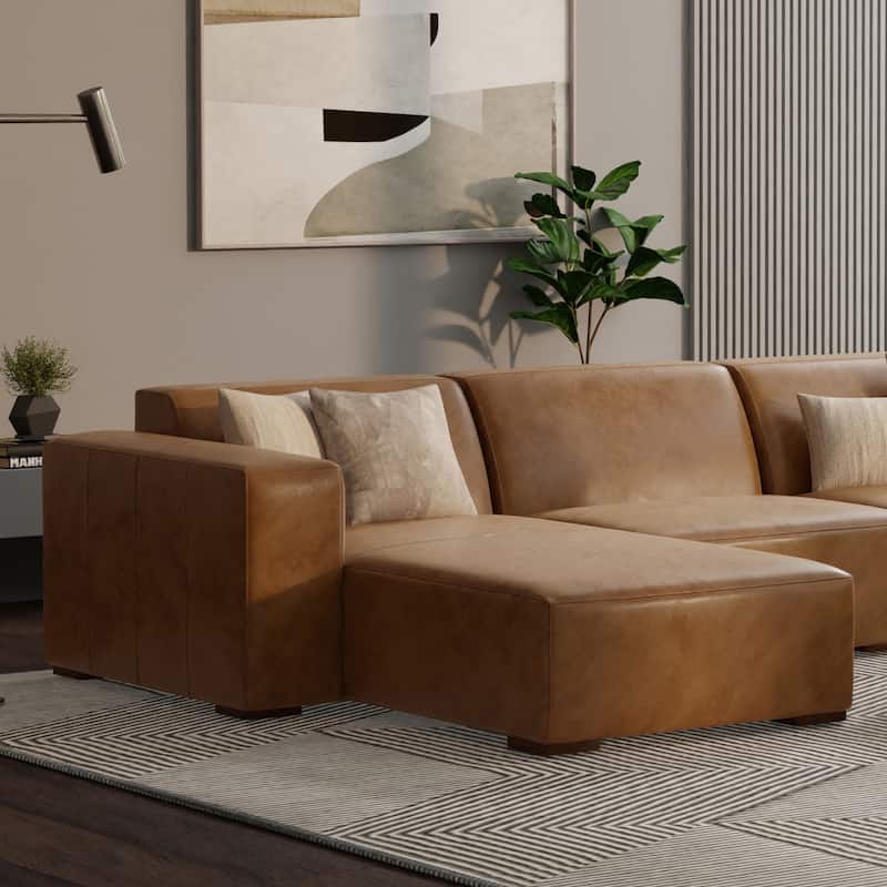 WYNDENHALL Biggs Left Chaise Sofa Module - Caramel Brown