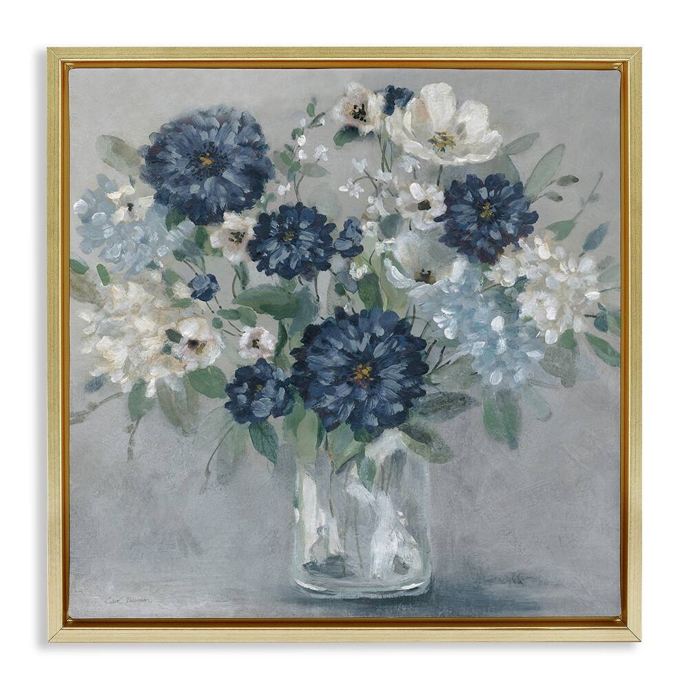 Stupell Blue Mums Mixed Bouquet Framed Floater Canvas Wall Art Design By Carol Robinson