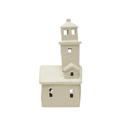Stoneware Lighthouse with LED Light