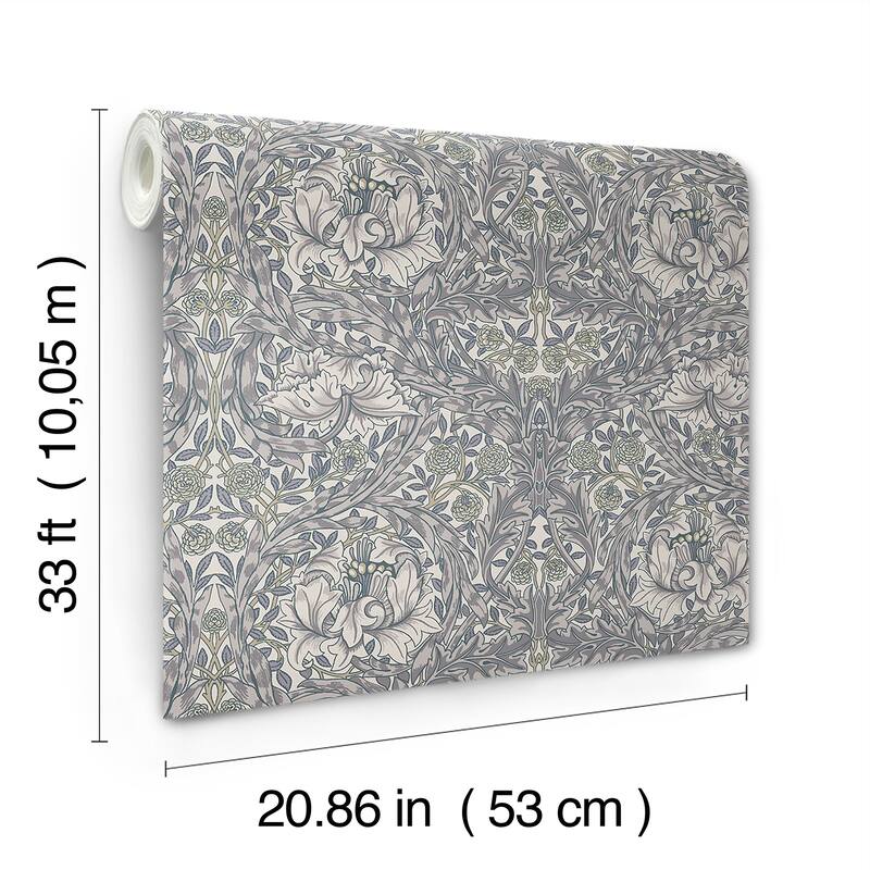 A-Street Prints African Marigold Grey Floral Wallpaper