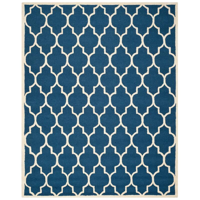 SAFAVIEH Handmade Cambridge Oddny Moroccan Trellis Wool Rug - 12' x 18' - Navy/Ivory