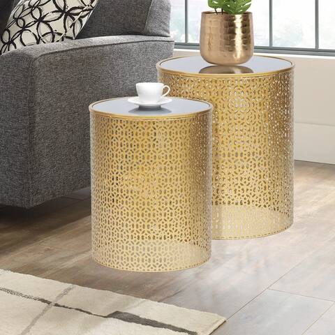 ADECO End Table Set of 2 Coffee Nightstand Accent Nesting Side Stool