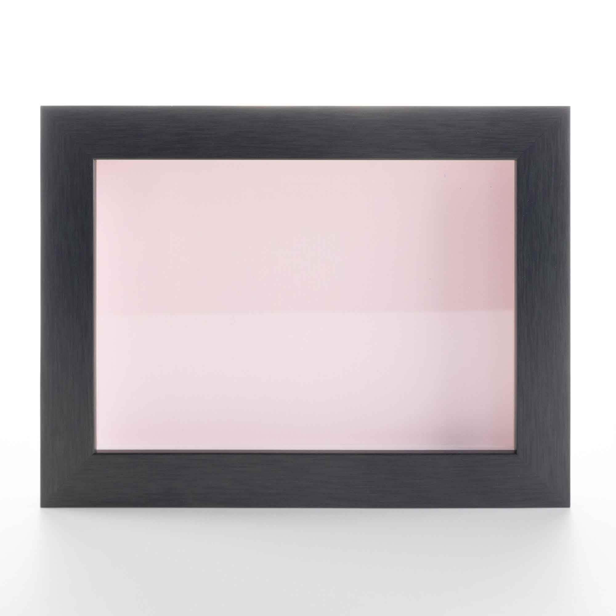 Charcoal 8x8 Wood Shadow Box with Pink Acid-Free Backing - With 5