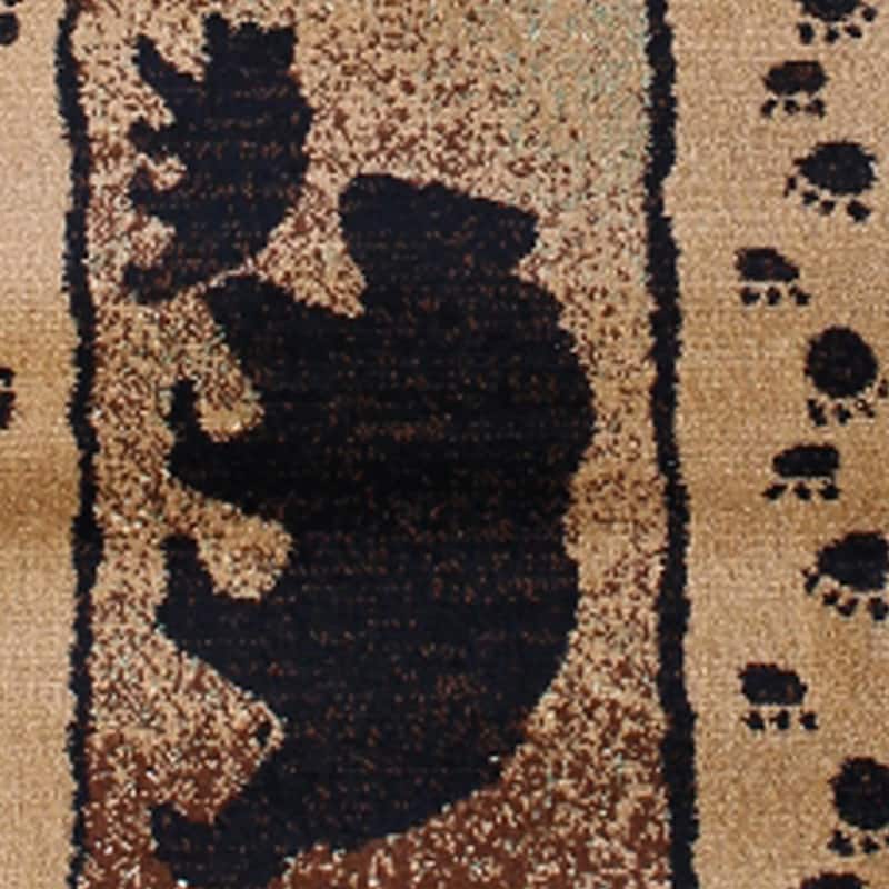 Rustic Lodge Style Wandering Bear and Cub Area Rug - 2' x 10'
