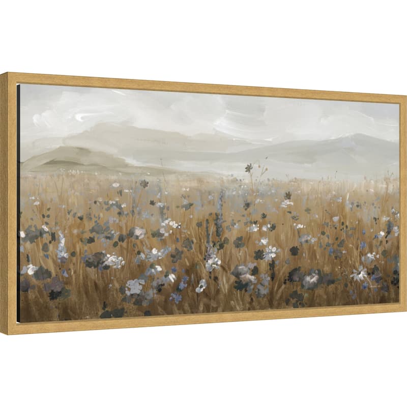 Field of Flowers Neutral by Danhui Nai Framed Canvas Wall Art Print