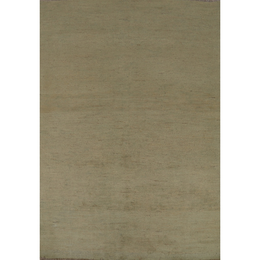 Sage Green Modern Gabbeh Oriental Area Rug Hand-Knotted Wool Carpet - 4'10" x 6'7"