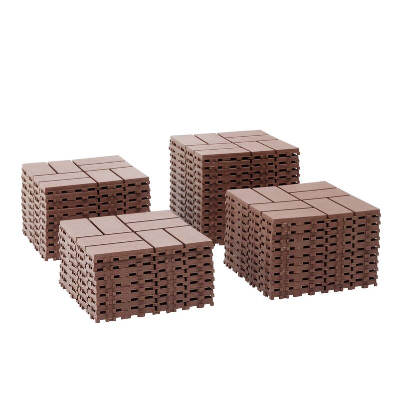 Plastic Interlocking Deck Tiles,44 Pack Patio Deck Tiles,12"x12" Square Waterproof Outdoor All Weather Use, Patio Decking Tiles