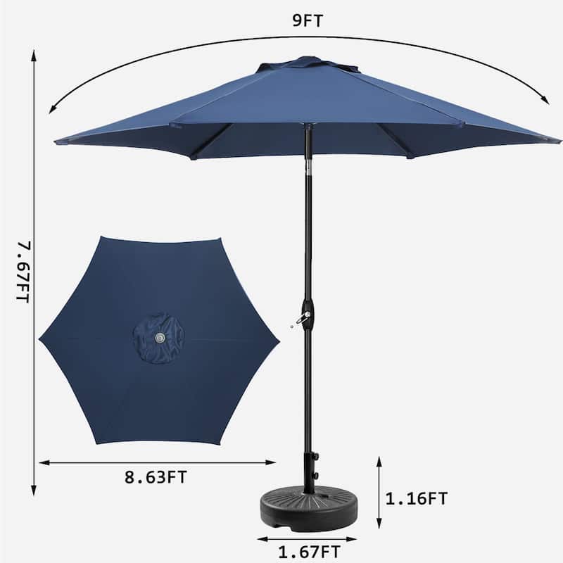 9FT Patio Umbrella with Base Included Outdoor Umbrella with Tilt and Crank